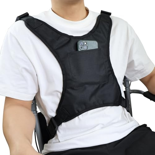 HOONHERY Cinturón de seguridad para silla de ruedas, arnés de silla de ruedas para adultos, soporte de torso, cinturón de seguridad para ancianos, chaleco de sujeción suave para pecho con correas