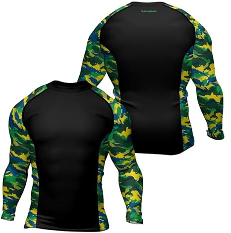 RASHNINJA Patriot Grappling Compression Shirt Men's Long Sleeve Jiu Jitsu Rash Guard MMA BJJ Training (US, Alpha, XX-Large, Regular, Regular, A7)