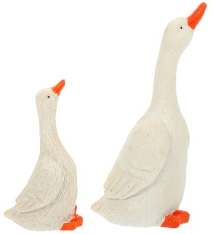 HAWILLOSCH Estatua De Pato De Resina Resistente para Jardín Pequeña y Grande, Figura Decorativa Compacta, Artesanía Detallada para Patios y Céspedes