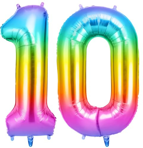 OFFCUP Palloncini Compleanno Gelatina 101 CM, Palloncino Numero 10, Foil Palloncini Numeri, Giganti Palloncini Numeri, Decorazioni Festa Compleanno, Gonfiabili Pallone per Anniversario