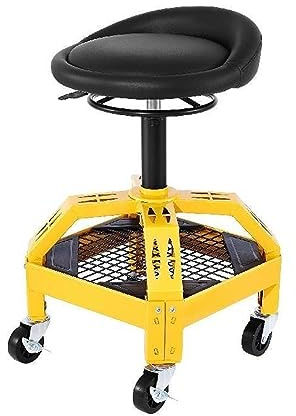 LBNVBC Rolling Seat Mechanic Stool Chair with Tool Tray 300LBS Adjustable Swivel Garage Stool for Workshop Auto Repair(Yellow Square Tray)