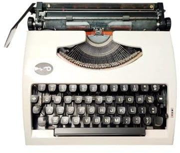 Vintage Manual Typewriter Machine with Ribbon, Old Typewriter with Metal Movement, Writing Machine for Typing Letters and Notes(White)