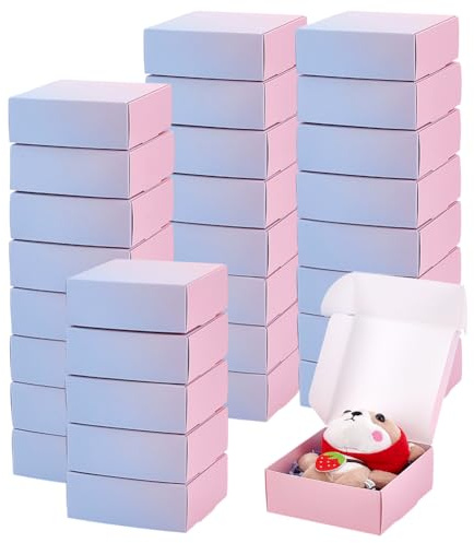 PH PandaHall 30 Pack 10.5x10.5x4cm Boîtes D'Expédition Dégradées Rose et Bleu Boîtes D'Emballage en Carton pour L'Envoi de Petits Colis et Cadeaux de Noël, Emballage Décoration