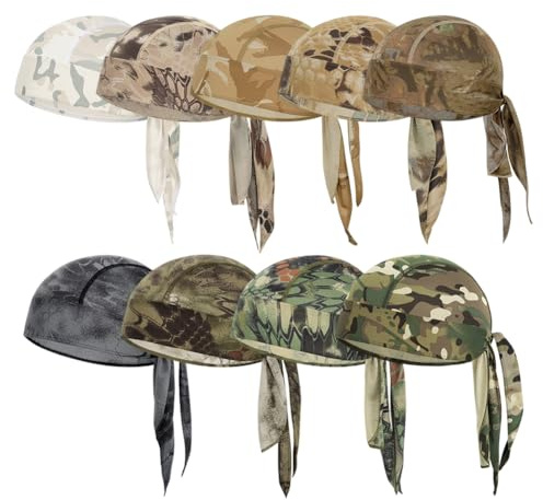 FVEILOV 9 Pcs Cooling Do Rags Skull Cap Men Women Helmet Liner Bandana Motorcycle Durags Caps Cycling Beanie
