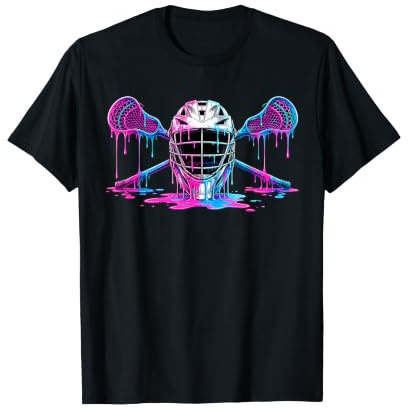 Vibrant Colorful Dripping Helmet Lacrosse T-Shirt