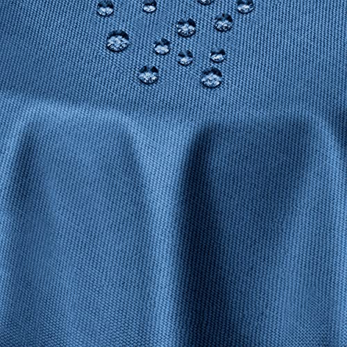Leinen Optik Tischdecke Tischtuch Tafeldecke Leinendecke Abwaschbar Wasserabweisend Rund 140 cm Dunkelblau Fleckschutz Pflegeleicht mit Saumrand Leinentuch