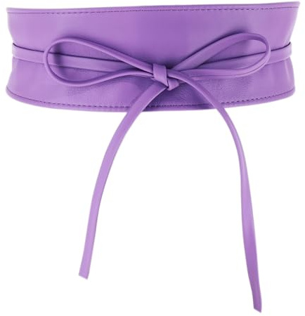 FASHIONGEN - Echtem Rindsleder Vollnarbenleder Obi Gürtel für Damen, Bindgürtel, CASSIANE - Lila, L-XL