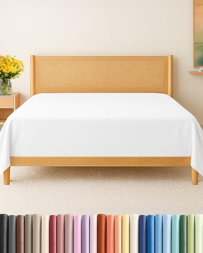 Twin Size Flat Sheet - Hotel Quality Top Flat Bed Sheet Only - Ultra-Soft, Comfy, Breathable & Cooling - Fade & Wrinkle Free - Easy-Care, Stain & Shrink Resistant Bedding - Easy-Fit & Oeko-Tex - White
