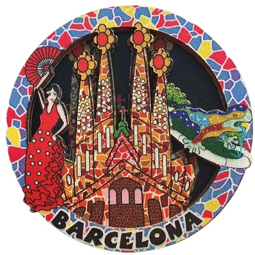 Barcelona Spain Wood Fridge Magnet Travel Souvenir Gift Collection Home Kitchen Decoration Magnetic Sticker, Barcelona Spain Refrigerator Magnet