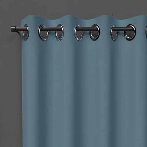 Soleil d'ocre Cortina con Ojales Blackout, Azul (Celadón), 140 x 180 cm