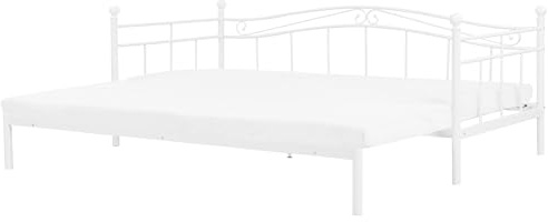 Beliani Cama de Metal Blanco 80-160 x 200 cm con somier Extensible Estilo Moderno Tulle