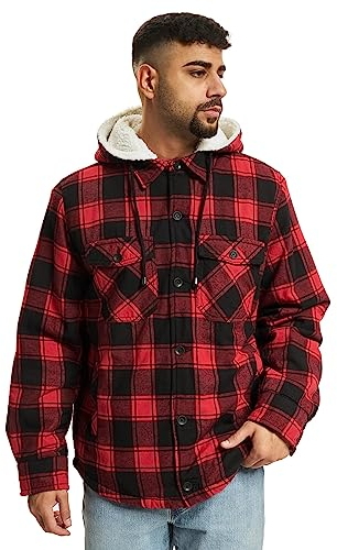 Brandit Lumber Jacket Hooded, Farbe: red/black, Größe: 5XL