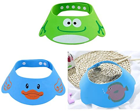 Gorro de Ducha Bebé,3 PCS Ajustable Gorro de Champú Gorro de Ducha de silicona Sombrero Protección de Ojos para Bebé Sombrero Champú Evite que el Agua Fluya a Ojos y de la Cara
