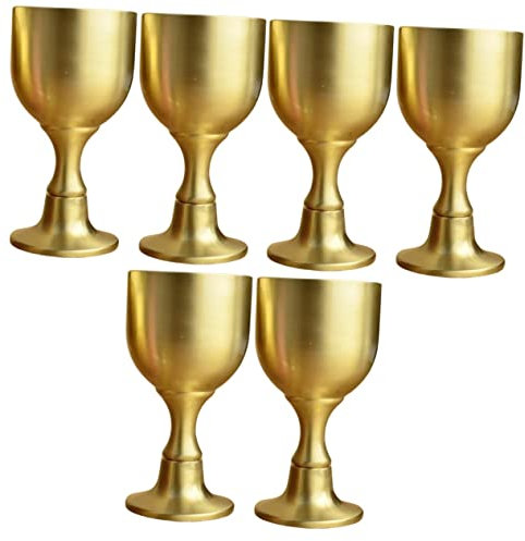 6 Pz Bicchiere Da Vino Alto in Ottone Calice Da Degustazione Di Vino Bicchiere Di Liquore Al Vino Calice Da Whisky Calice Di Vino Dorato Cena Domestico Coppa Di Vino Di Riso Rame