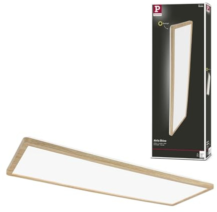 Paulmann 71036 LED Panel Atria Shine Deckenleuchte mit Backlight eckig IP44 22W 2300lm 580x200mm Holzoptik Kunststoff 4000K Badleuchte