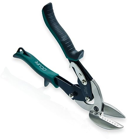 CCLIFE Blechschere Cr-Mo Hebelubersetzung Durchlaufblechschere Mit 45mm Skala Rechter, Extra-Robust, Max. Schnittstärke: 2 mm, Blech werkzeug Blechscheren für Blech, Aluminium, Leder, Kupfer