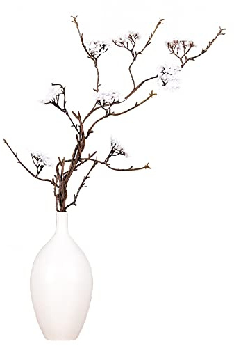 Flores Artificiales de Flor de Cerezo, Tallos de Flores de Ciruelo de Seda Realistas para Decoración del Hogar, Elegante Rama de árbol de Ramita Blanca, (White)