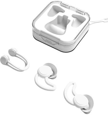 Tapones Oídos Natación - Tapones Oídos y Pinza Nariz Natación para Adultos y Adolescentes (Blanco, Talla única)