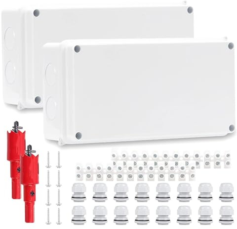 2 Stück Abzweigdose IP65 Wasserdicht, Anschlussdose 20 * 10 * 7cm, Verteilerdose Aufputz, ABS Abzweigdose Aufputz-Abzweigkasten Garten, Elektroanschlusskasten für DIY Projekte Feuchträume Boden