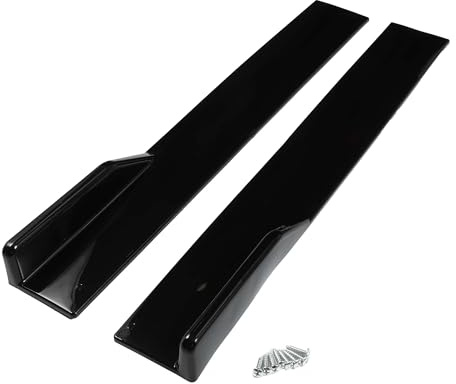 A ABSOPRO Bas De Caisse De Voiture 80Cm/31.5 Pouces Kit Diffuseur Séparateur Bas Caisse Extérieur En Abs Haute Résistance Noir Brillant Extension Panneau Bas Caisse Inférieur Lèvre Spoiler