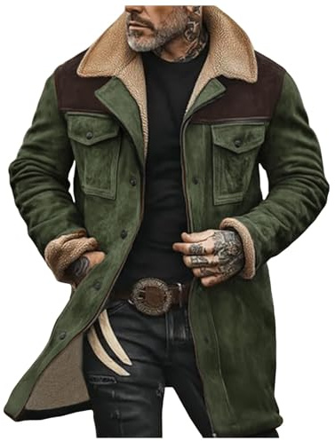 Xbemkste vinterjacka herr mocka jacka varm fleece fodrad vinterrock dragkedja konstläderjacka konstmocka lastbilsjacka läderrock vinterparkas vinterjacka med fickor