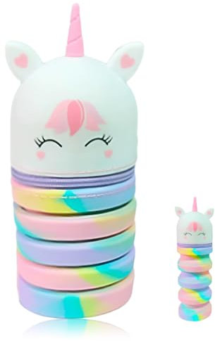 NHQ Kawaii Federmäppchen,2 in 1 Mäppchen aus Weichem Silikon,Federmäppchen Mädchen,Federmäppchen Einhorn,Teleskopisch Mäppchen,Ständer Schlampermäppchen,Cartoon Stifteköcher für Mädchen Teenager