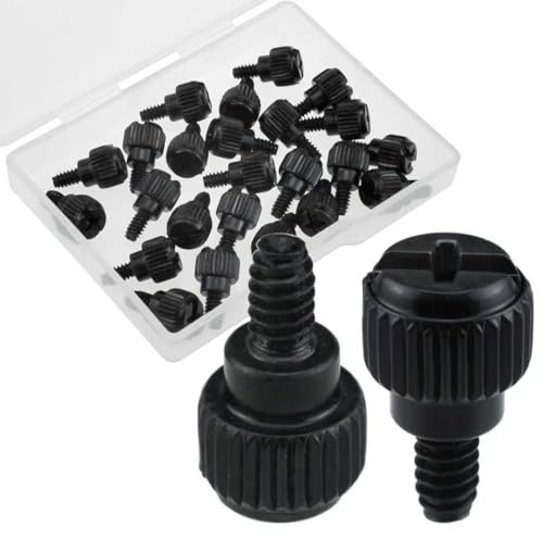 HONSNKS 24 Pcs Black Computer Case Thumb Screws, 6-32 Thread, Easy-Grip Design for PC Case Covers, Hard Drives, Power Supply & PCI Slots
