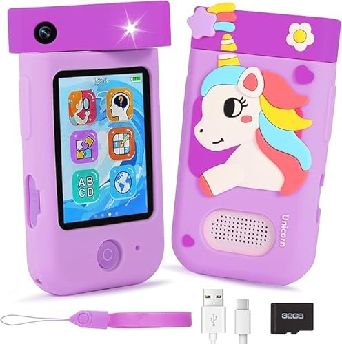 Macchina Fotografica Bambini, 180° Obiettivo,Video 1080P con Custodia Silicone, fotocamera per bambini per 3 4 5 6 7 8 anni, ragazze, ragazzi, regalo di Natale e compleanno per bambini, A200