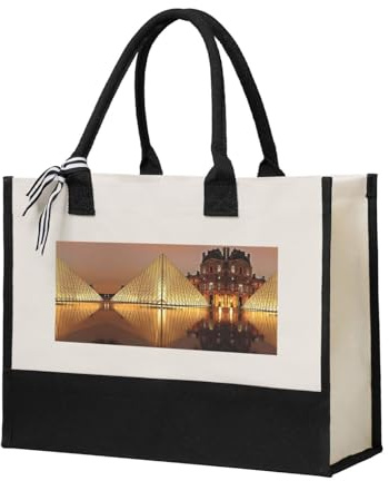 Liulannq Louvre Museum In Paris - Elegante bolso de mano para mujer, con costuras de lona