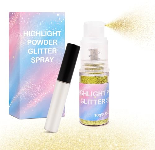 JJKOL Amarillo Dorado Purpurina Cuerpo y Pelo, Glitter Spray Corporal, Polvo de Hadas Rostro y Ropa, Polvo Brillante Iluminador de Maquillaje, Purpurina Maquillaje para Carnaval Festival Cosplay