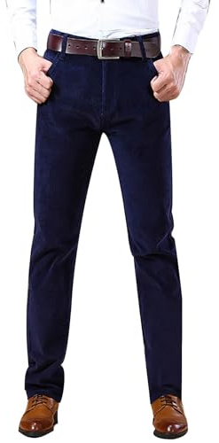 Sweatpants Mens - Men's Winter Outdoor Fashionable Slim Fit Velvet Business Casual Trousers for Stylish Comfort Dark Blue