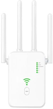 WiFi-förstärkare, 300 Mbps, WLAN-repeater, WiFi-förlängare, signalförstärkare, 4 antenner, WiFi-förlängare, Ethernet-port, åtkomstpunkt, installation med 1 knapp (vit)