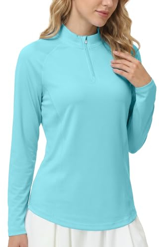 WISMBOX Women's 1/4 Zip Long Sleeve Shirt, UPF 50+ for Running and Hiking | Lightweight Breathable Fabric, Quick Dry Moisture-Wicking Design, Four-Way Stretch, Stand Collar for Outdoor Comfort