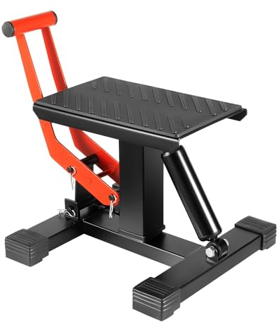 Velosh Sollevatore per moto, 200 kg, sollevatore per moto, 25 – 33 cm, altezza regolabile, per moto, colore: arancione e nero
