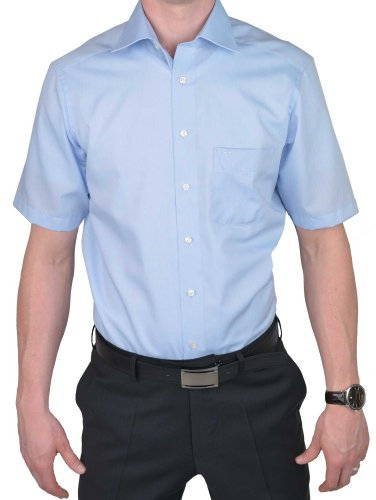 MARVELIS Modern Fit Hemd Halbarm Chambray, Hellblau, 43