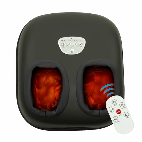 Fuss Fit Pro elektrisches Shiatsu Fussmassagegerät mit Wärmefunktion, Knet-, Rollen- & Luftdruck-Massage, Fuß-Reflexzonen-Massagegerät mit 3 Intensitätsstufen, Timer und Fernbedienung.