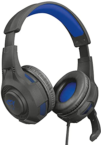 Trust Gaming Cascos PS4 & PS5 GXT 307B Ravu Auriculares Gamer con Micrófono Plegable y Corto y Diadema Ajustable, Cable de 2 m, para PlayStation 4 & 5 - Azul