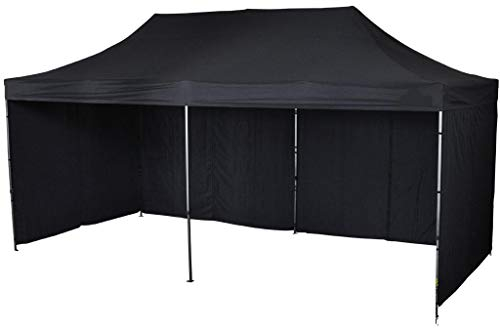 Bastionshop Marktzelt Expresszelt 2x2m Marktstand Faltzelt Messestand Pavillion Gazebo, Wasserdicht und mit UV-Schutz (Schwarz)