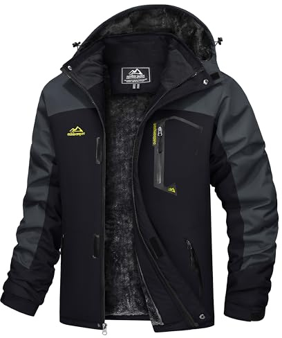 TACVASEN Chaqueta Invierno Hombre Chaqueta Trabajo Hombre Parka Impermeable Softshell Cazadora Jacket Cortavientos Running Anorak Gris Oscuro, 3XL