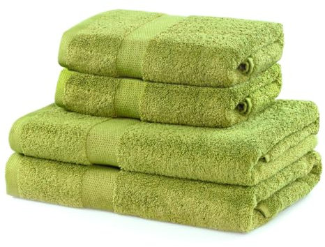 DecoKing 4er Set Baumwolle Qualität 525g/m² 2 Handtücher 50x100 cm und 2 Badetücher 70x140 cm seladongrün grün saugfähig Marina