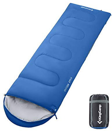 KingCamp Decken Schlafsack Oasis 250 Sommer Camping Outdoor 2,2m Lang&Breit -3°C Royal Blue - Zipper R