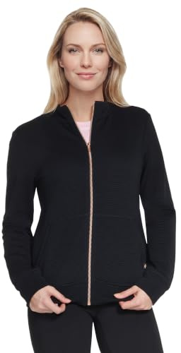 Skechers Women's The Go Walk Ottoman Jacket - Cozy Fit Sweatshirt | Casual, soft knit, full zip, recycled polyester, stand-up collar