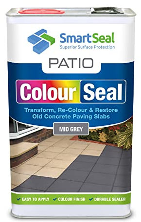 Patio ColourSeal - Colour & Restore Old Concrete Paving Slabs, Durable Paint & Sealer - Easy to Apply, Concrete Paint for Patio & Protective Sealer (Mid Grey - 5 Litre)
