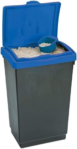 Chabrias Ltd Dry Winter Salt Storage Bin – Plastic Box Container with Blue Scoop & Lid – Weatherproof Grit, Rock Salt & De-Icer Storage (47 Litre)