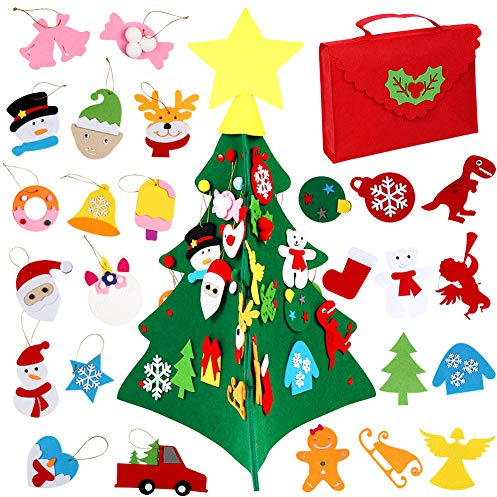 TOPANBIETER 999 Weihnachtsbaum 68 x 48 cm Deko Filz DIY Filz Dekoration Kinder Bastelset Weihnachten Tannenbaum Christbaum (3D in roter Tasche)