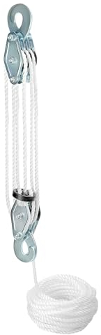 QWORK® Poulie de mouflage - 8 Poulies - Capacité maximale 400 kg - Hauteur de levage maximale 1,8 m