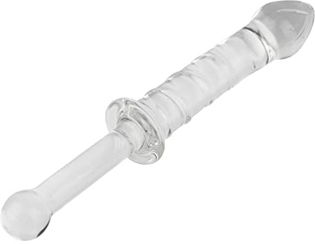 AAKOMA Consolador de cristal en espiral transparente de 23 cm, pene de cristal transparente, estimulación del punto G, tapón Anal, masturbador femenino