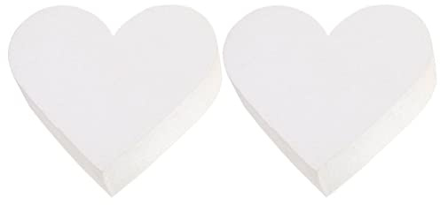 SEWACC 2pcs Foam Cake , 10 Inch Styro-foams Heart Shaped Fake Model Polystyrene Embryo Doll Cake Modeling Ornament for Cake Decorating Valentines Day Wedding, 25X25X5CM, White