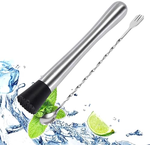 Pestello Da Cocktail In Acciaio Inox, Cucchiaio e Dosatore per Cocktail, Shaker Set Con Cucchiaio Da Miscelazione per Cucina, Bar, Ristorante