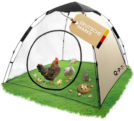 Auslauf Kleintiere, reißfestes Mesh, Pop-up System, 200x180x145 cm, verwendbar als Freilaufgehege für Hühner, Küken Auslauf, Wachtelstall, Entenstall, Katzengehege Outdoor